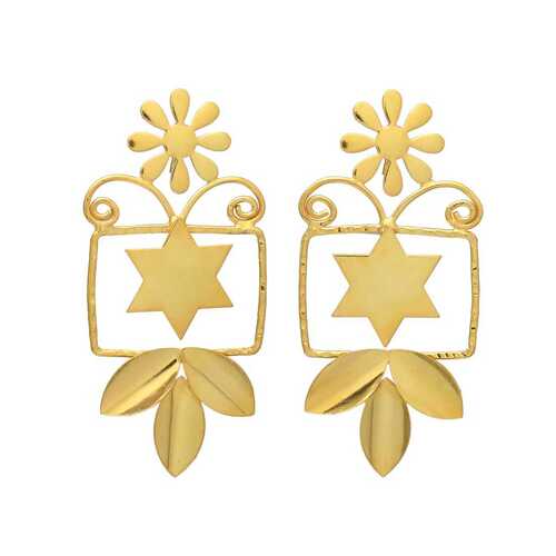 star and flower drop earring set