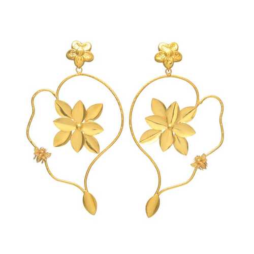 Antique Flower Gold Plated Earring