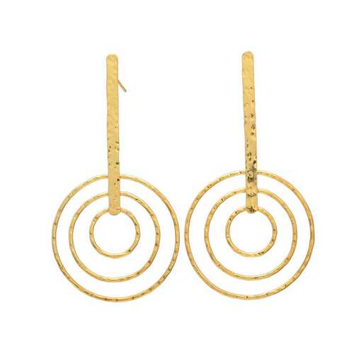 gold plated dangle round earring set