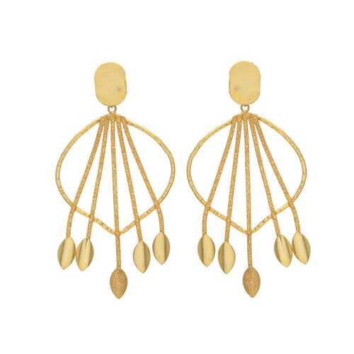 golden leaf drop earring set for woman