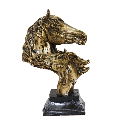 Black & Gold Interior Decor Resin Horse Statue