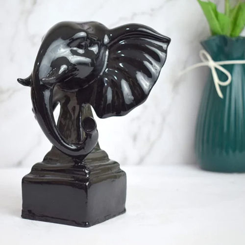 Handicraft Resin Black Big Ear Elephant Showpiece For Home