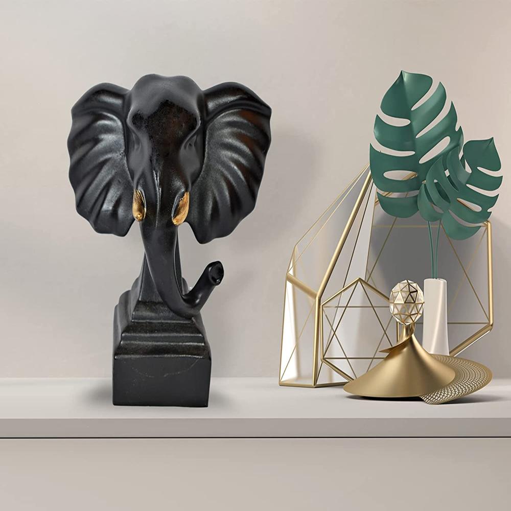 Handicraft Resin Black Big Ear Elephant Showpiece For Home - Height: 12 Cm Inch (in)