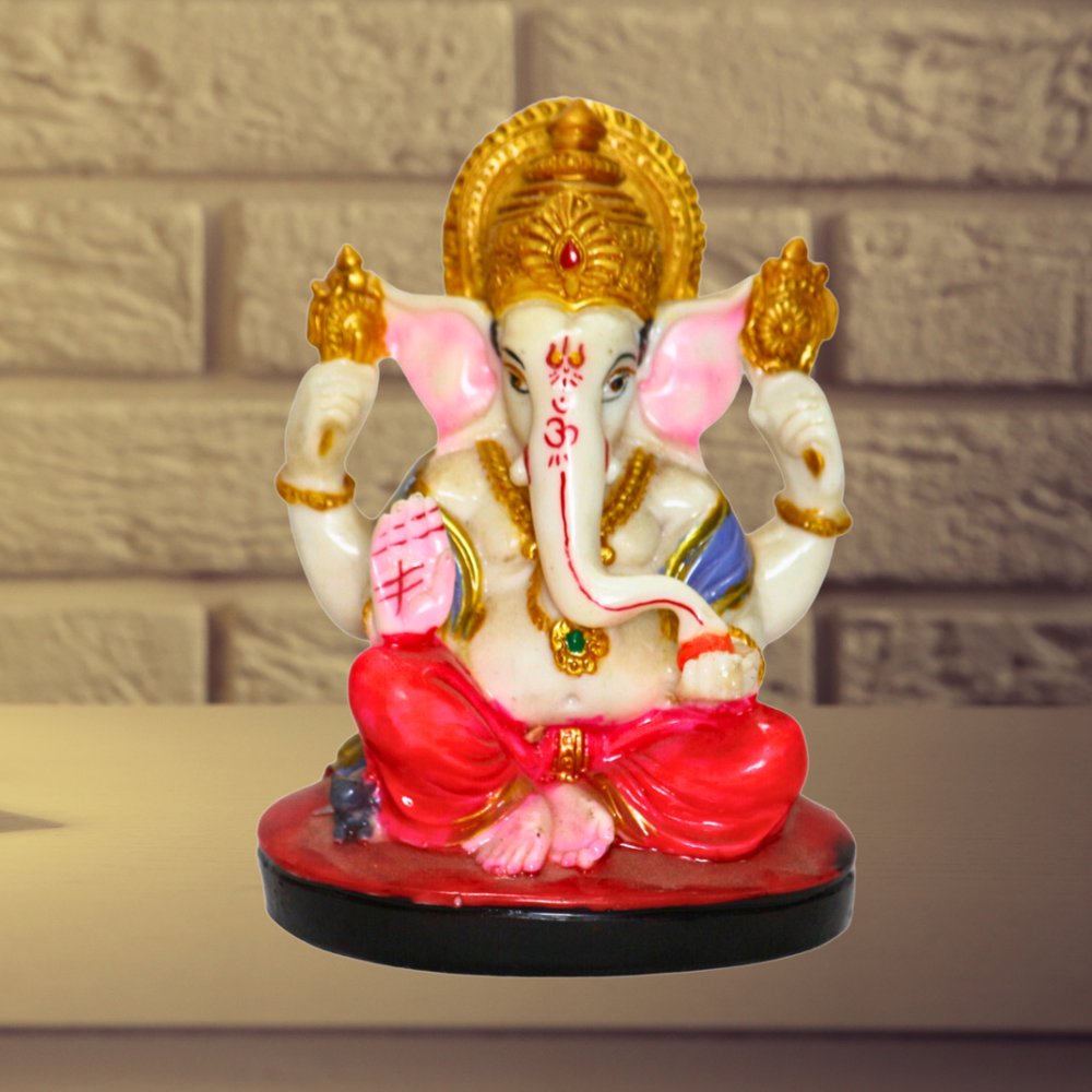 Resin Ganesha Statue - Height: 6 Inches Inch (in)