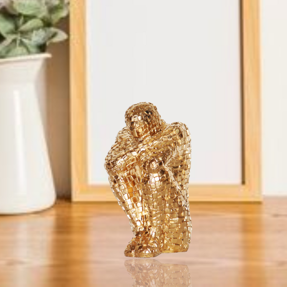 Sitting Man Statue - Color: Gold