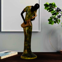Musical Lady Statue - Polyresin, 10x35x10 Cm , Multicolor, Handmade, Durable, Easy To Clean, Water Resistant