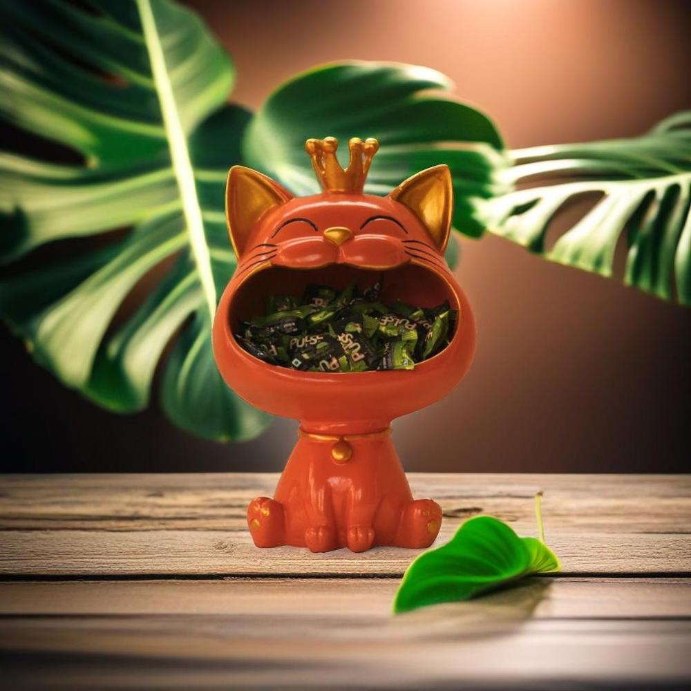 Laughing Cat Figures Statue Key Holder Bowl Coin Jewellery Tray