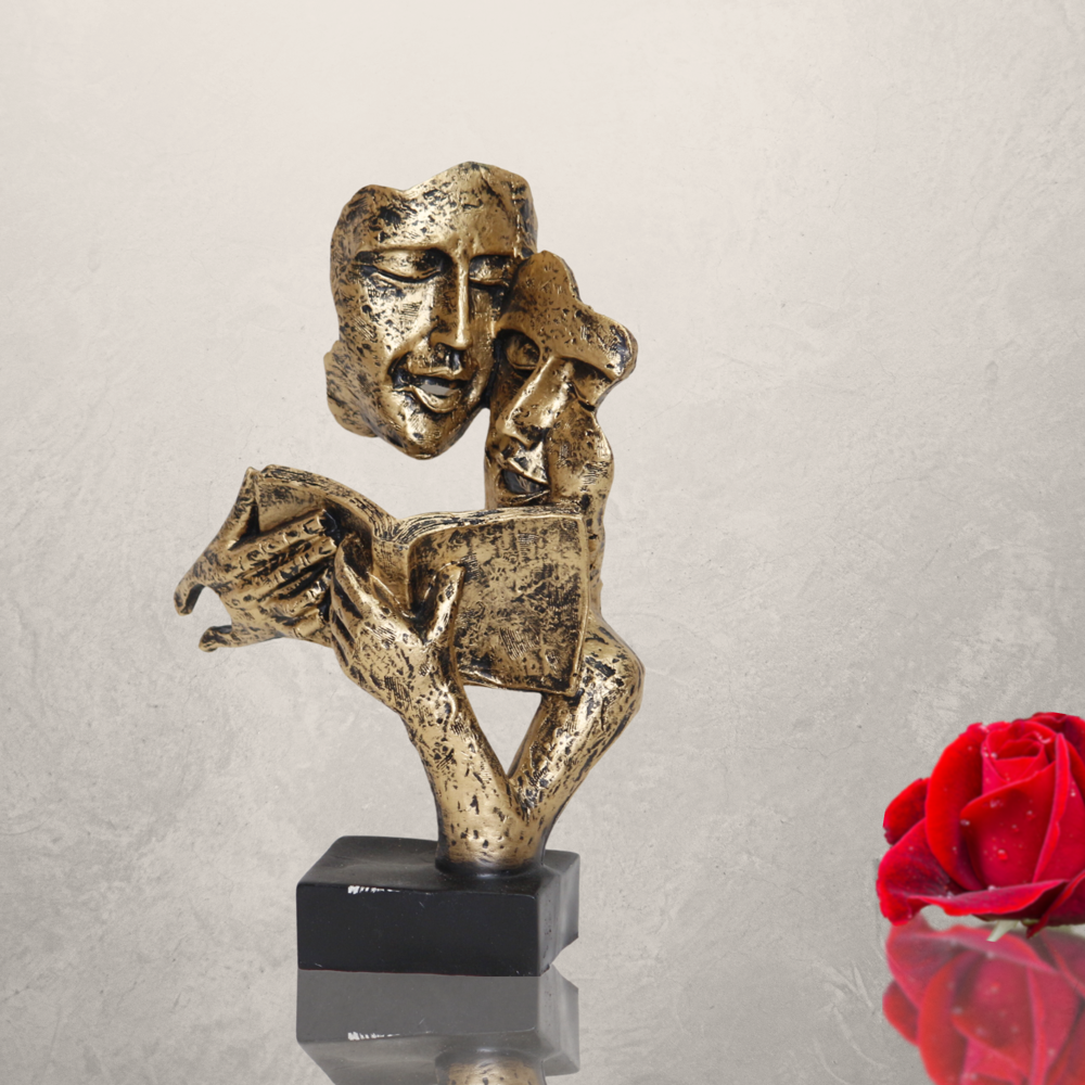 Handicraft Resin Gold Couple Statue for home