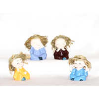 Baby Laughing Buddha Statue Set - Color: Multi