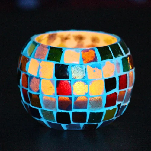 Mosaic Glass Tealight Candle Holder