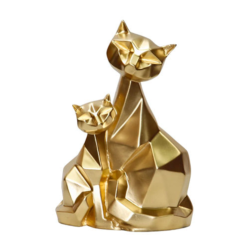 Handicraft Resin Golden Big Pair Of Cat Showpiece For Home Decor