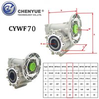 CHENYUE CYWF70 Worm Gearbox, Speed Ratio 5:1 to 100:1, Fully Sealed Worm Gear Reducer, Maintenance Free Industrial Gearboxes for Long Service Life