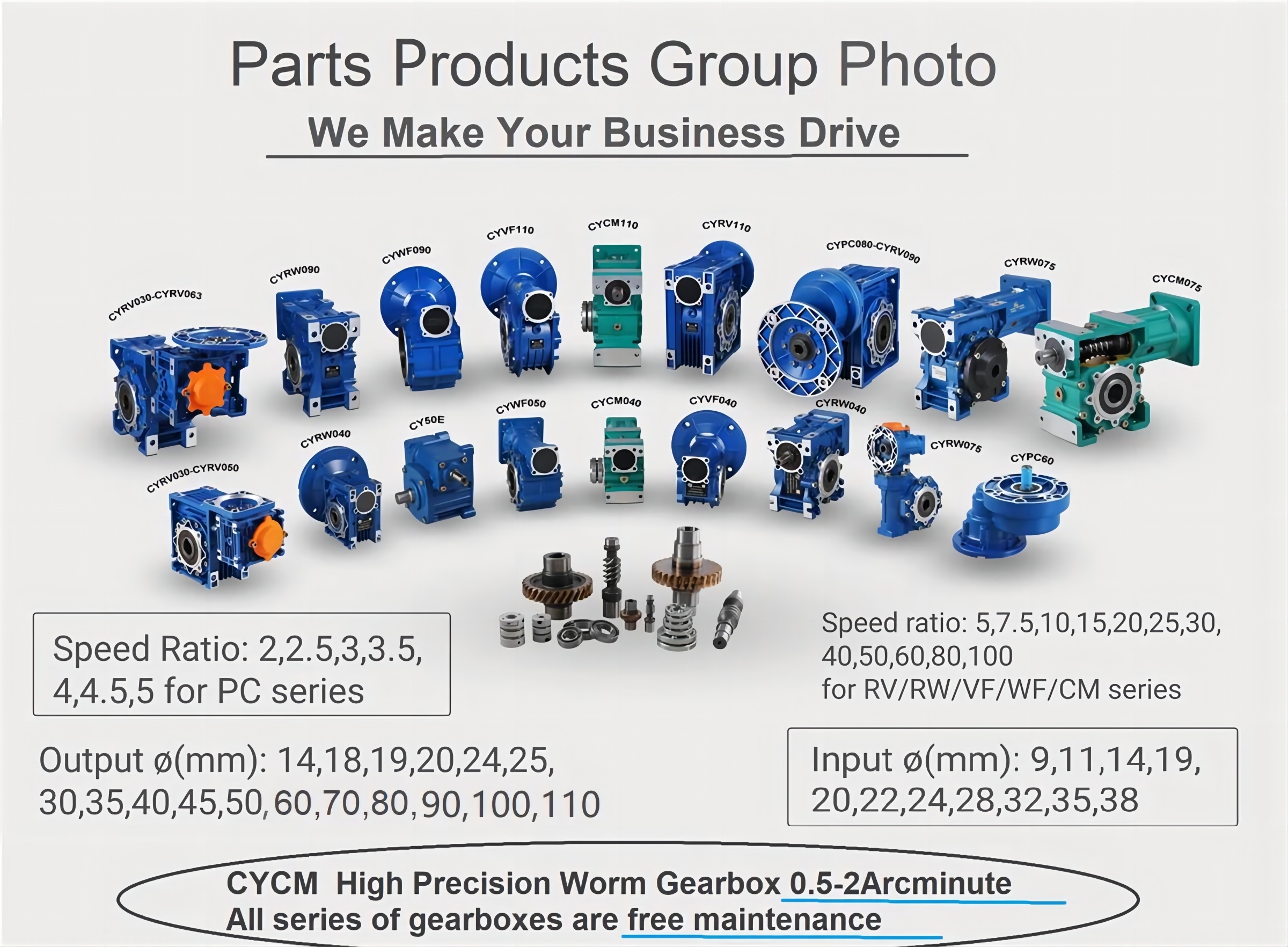 CHENYUE Precision Worm Gear Waterproof Worm Gearbox CYXRV60 Input 14 Output 30mm Speed Ratio from 10:1 to 30:1 for Automatic Car Washing