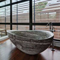 Round Solid Stone Marble Bathtub