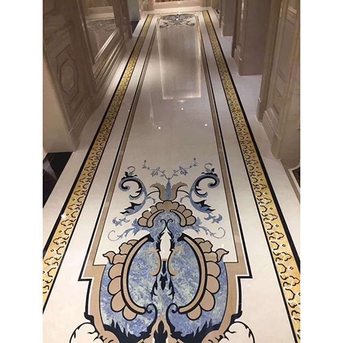 Rectangle Luxury Carpet Marble Border Brass Metal Inlay Floor Tile For ...