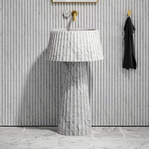 White Sand Stone Pedestal Wash Basin