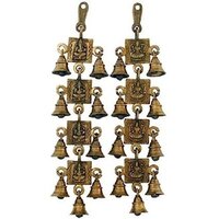 "Ganesh Lakshmi Metal Door Decor hanging bells with Religious figure Unique gift as wind chimes "