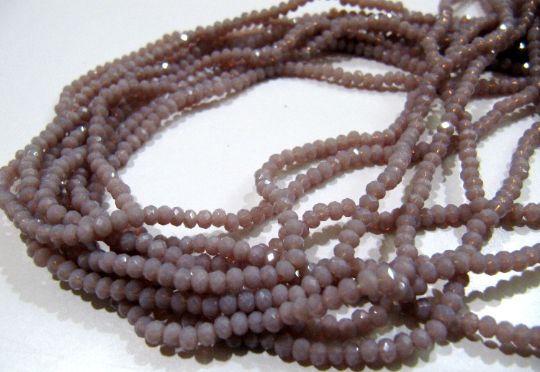 Purple Chalcedony Hydro Quartz Rondelle Faceted 2.5-3mm Beads Strand 16''long