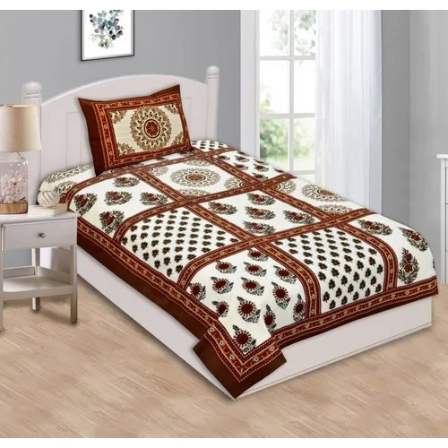 Floral Print Cotton Single Bed Sheet