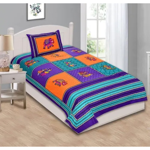 Jaipuri Print Cotton Single Bed Sheet