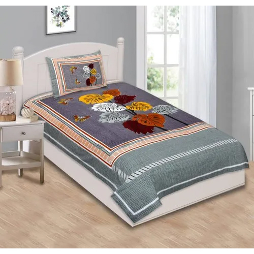 Pure Cotton Hand Block Floral Print Single Bed Sheet