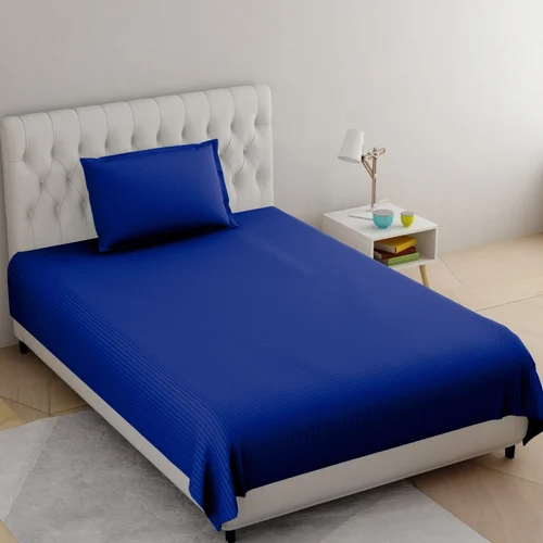 Cotton Satin Stripe Plain Single Bed Sheet