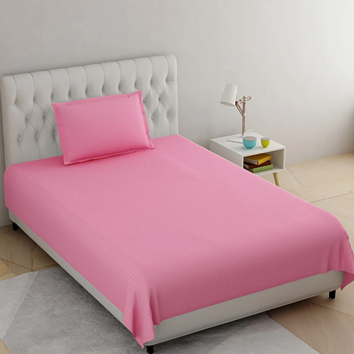 Cotton Satin Stripe Pink Single Bedsheet