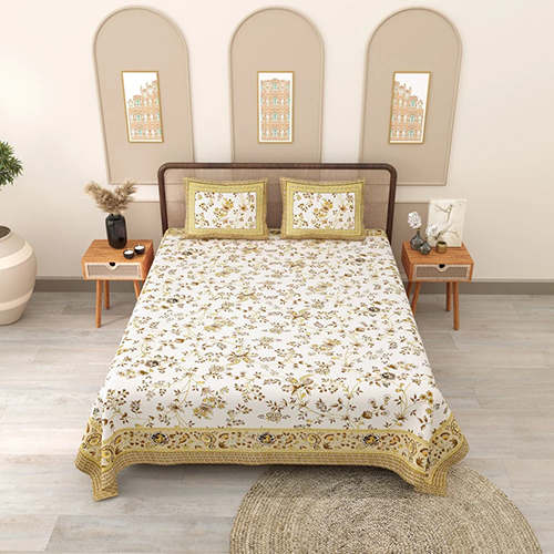Phulkari Queen Size Cotton Bedsheet