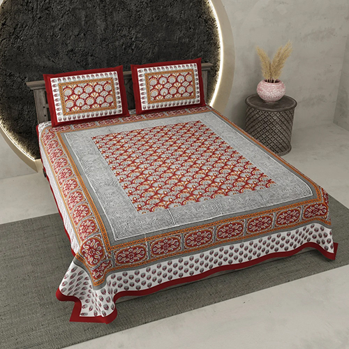 Red King Size Cotton Double Bed Sheet