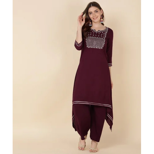 Fancy Rayon Apple Cut Kurta Plazzo Set