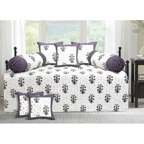 White Printed Diwan Set