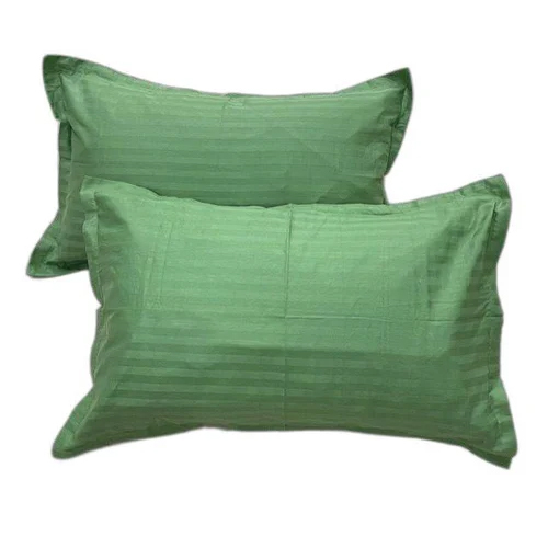 Green Cotton Satin Stripe Pillow Cover