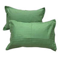 Green Cotton Satin Stripe Pillow Cover - 100% Cotton, Rectangular Shape, Refreshing Green Color , Plain Dyed Elegance For Vibrant Bedroom Decor