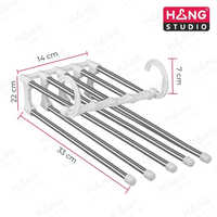 5 In 1 Cloth Hanger - Durable Plastic, Standard Size, Sleek White Color - Adjustable Design For Organized Dress Storage