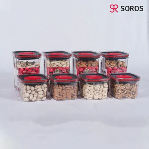 Red Black Square Airtight Food Containers