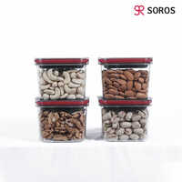 Square Plastic Airtight Container - Color: Red Black