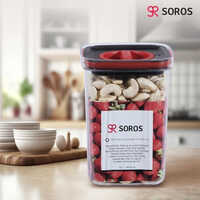 Transparent Airtight Plastic Container - 1200ml | Red And Black Color, Plain Pattern