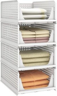 Folding Cloth Rack - Durable Pp Material, Foldable And Stackable Design | Easy Assembly, Versatile Organizer For Clothes And Household Items