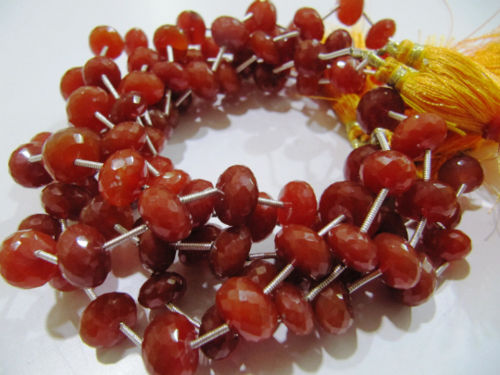 Natural Red Chalcedony Plain Rondelle Beads10 to 12mm Strand 9 inch long