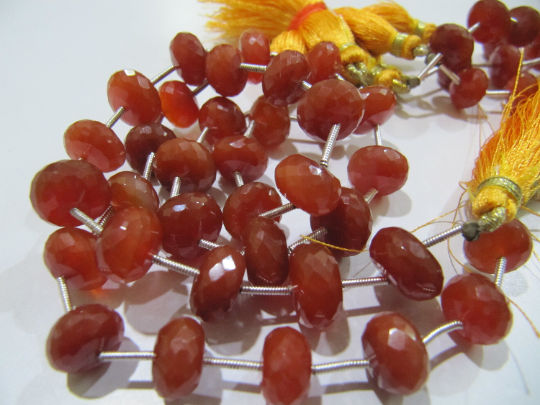 Natural Red Chalcedony Plain Rondelle Beads10 to 12mm Strand 9 inch long