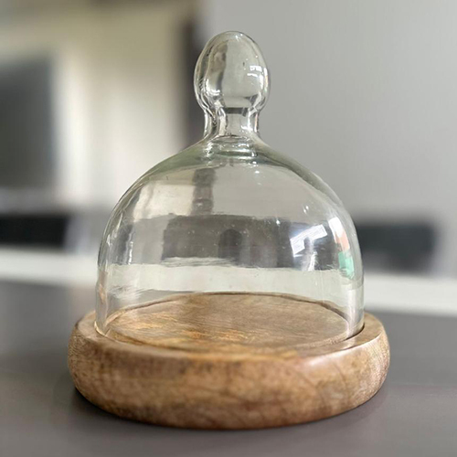 Glass Dome Wooden Cake Stand