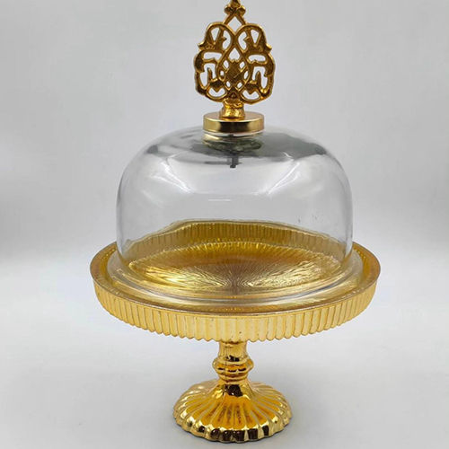 Different Available / Transparent Circle Shaped Dome Cake Stand With Glass Platter