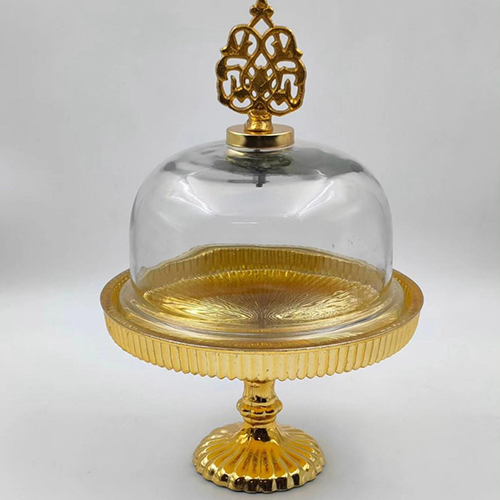 Circle Shaped Dome Cake Stand With Glass Platter