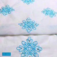 Sky Blue Thread work Embroidered Cotton Fabric