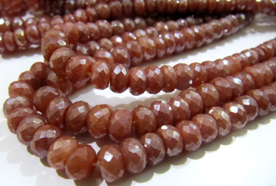 Natural Red Silverite Quartz Chalcedony Rondelle Faceted 8-9mm Beads Strand 8''long