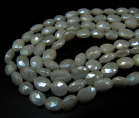 Natural Silverite Chalcedony10mm Oval Faceted Strand 14 inches long