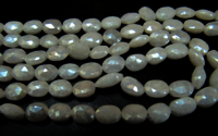 Natural Silverite Chalcedony10mm Oval Faceted Strand 14 inches long