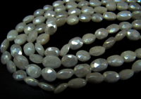 Natural Silverite Chalcedony10mm Oval Faceted Strand 14 inches long