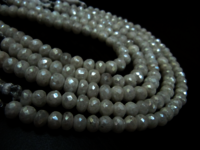 Natural Silverite Quartz Chalcedony 10-11mm Rondelle Faceted Strand 8'' long