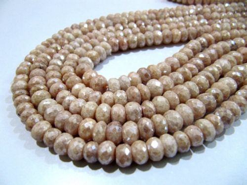 Peach Silverite Chalcedony Rondelle Faceted 7-8mm Strand 8 inch long